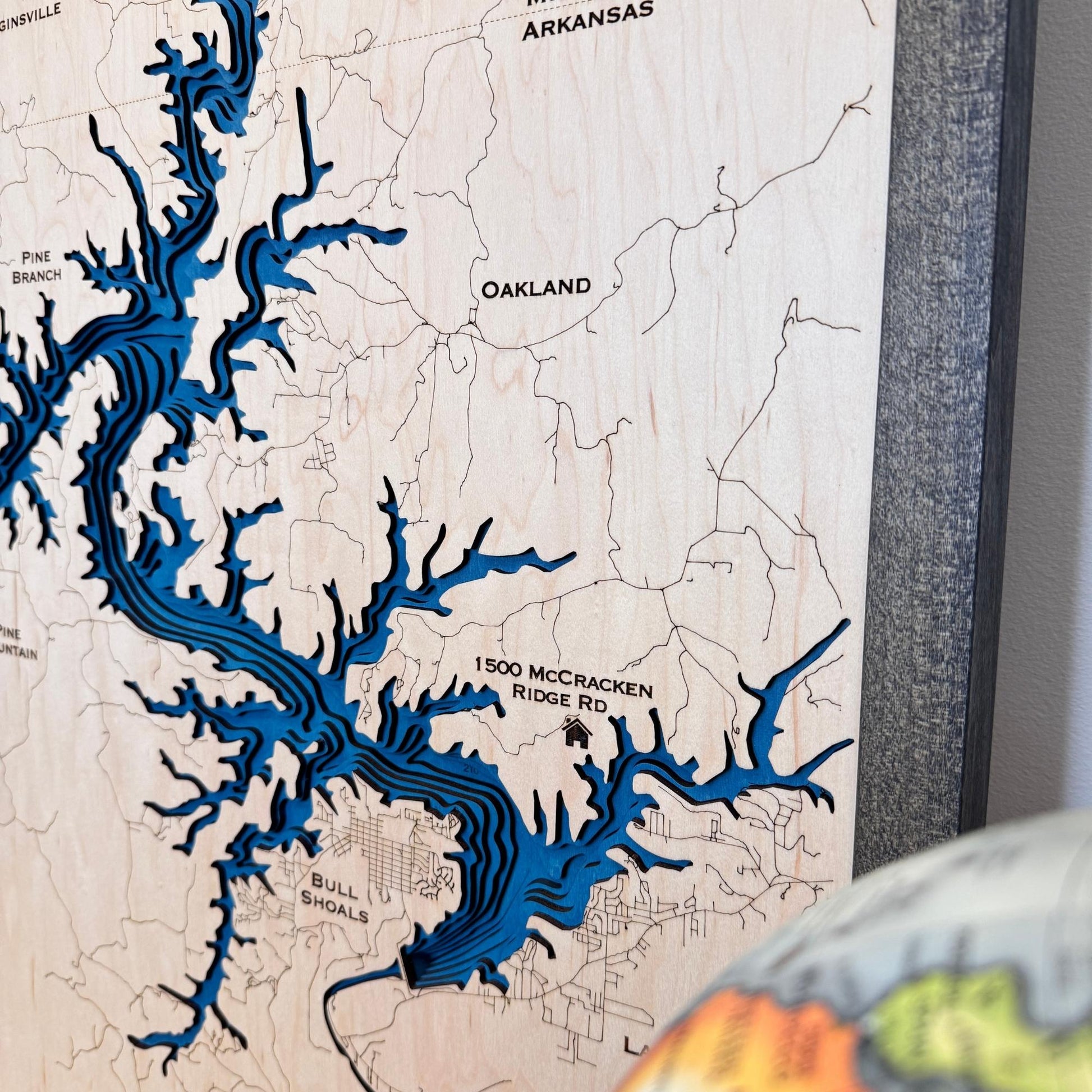 Close up image showing map details. 