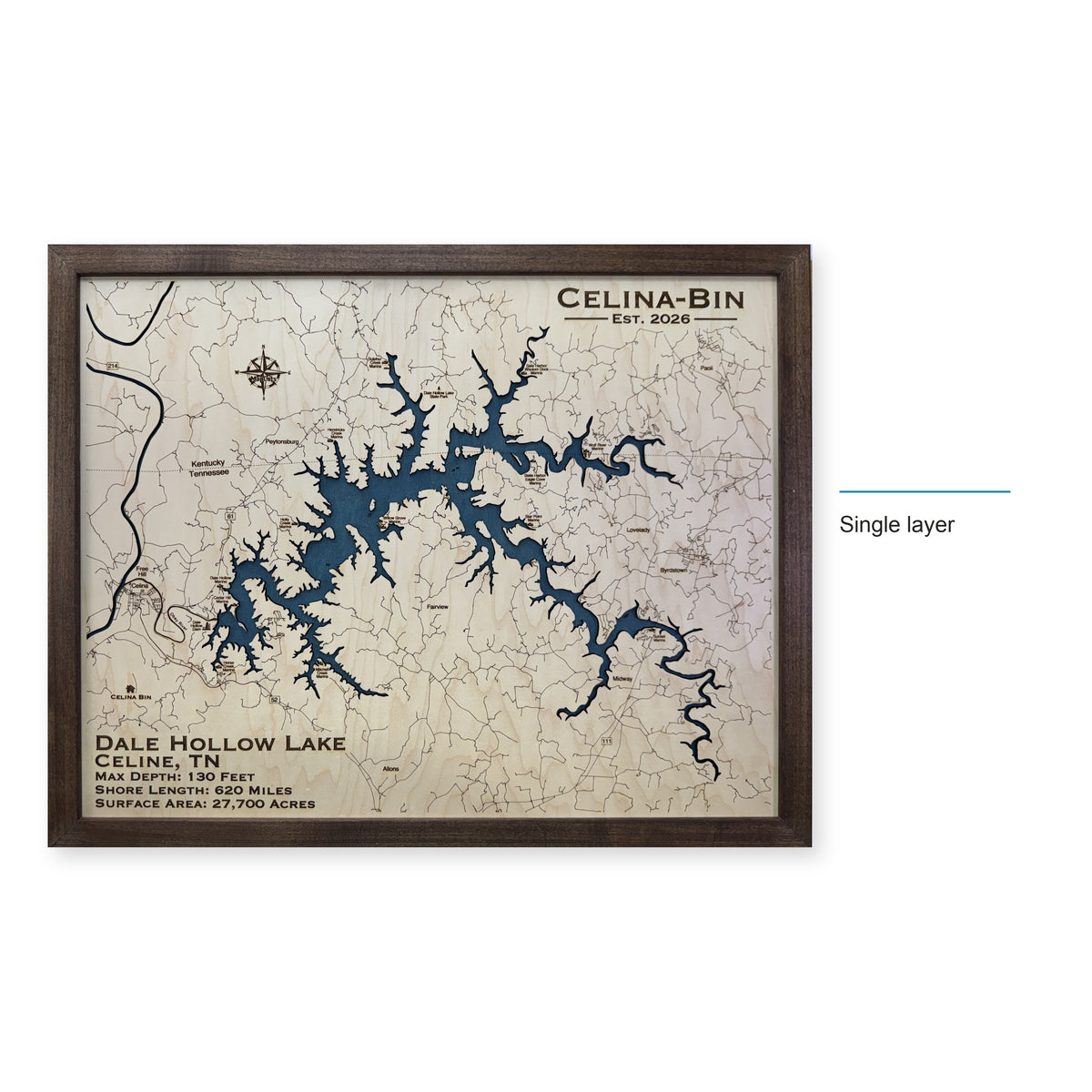 Dale Hollow Celina wood map — single layer, layer option shown