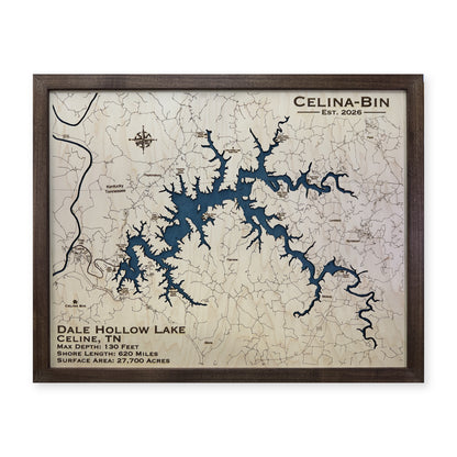 Dale Hollow Celina wood map — single layer, white background