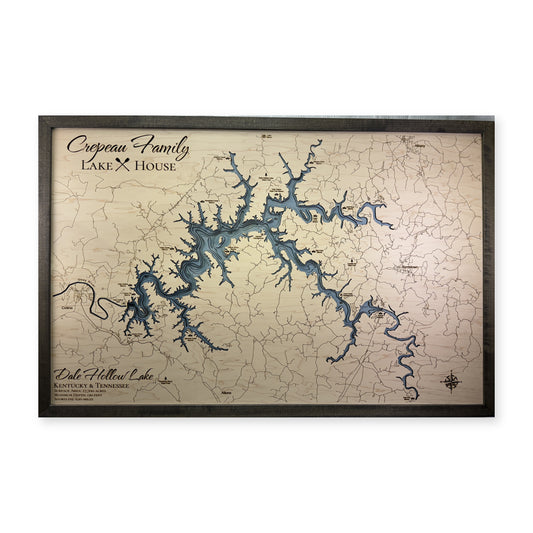 Dale Hollow Lake Wood Map — multilayer example, on a white background