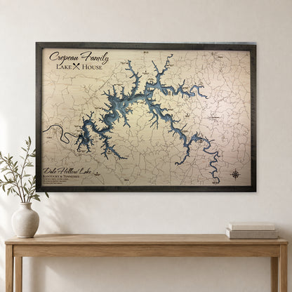 Dale Hollow Lake Wood Map — multilayer example, staged room mockup