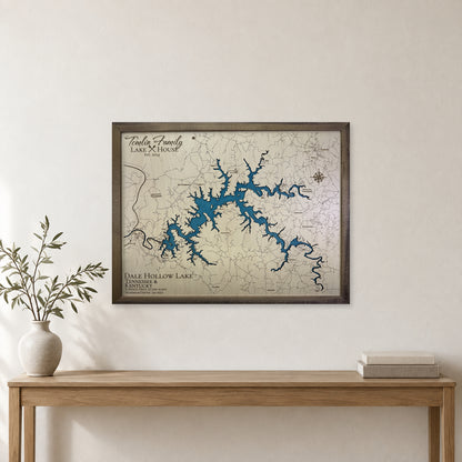 Dale Hollow Tomlin wood map — single layer, staged room mockup