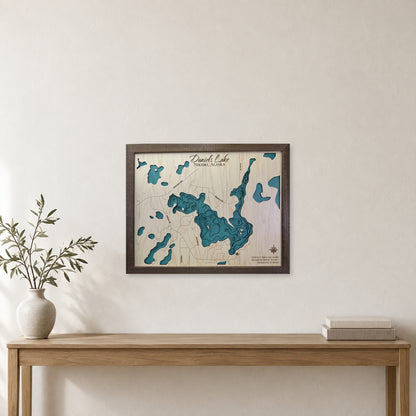 Daniels Alaska wood map — multilayer, staged room mockup