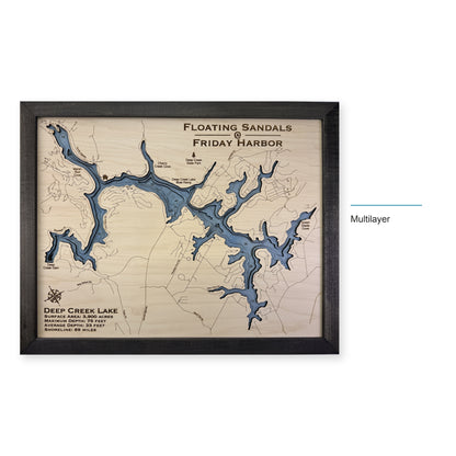 Deep Creek Floating Sandals wood map — multilayer, layer option shown