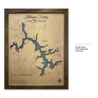 Deep Creek Killmeyer wood map — single layer with engraved contours, layer option shown