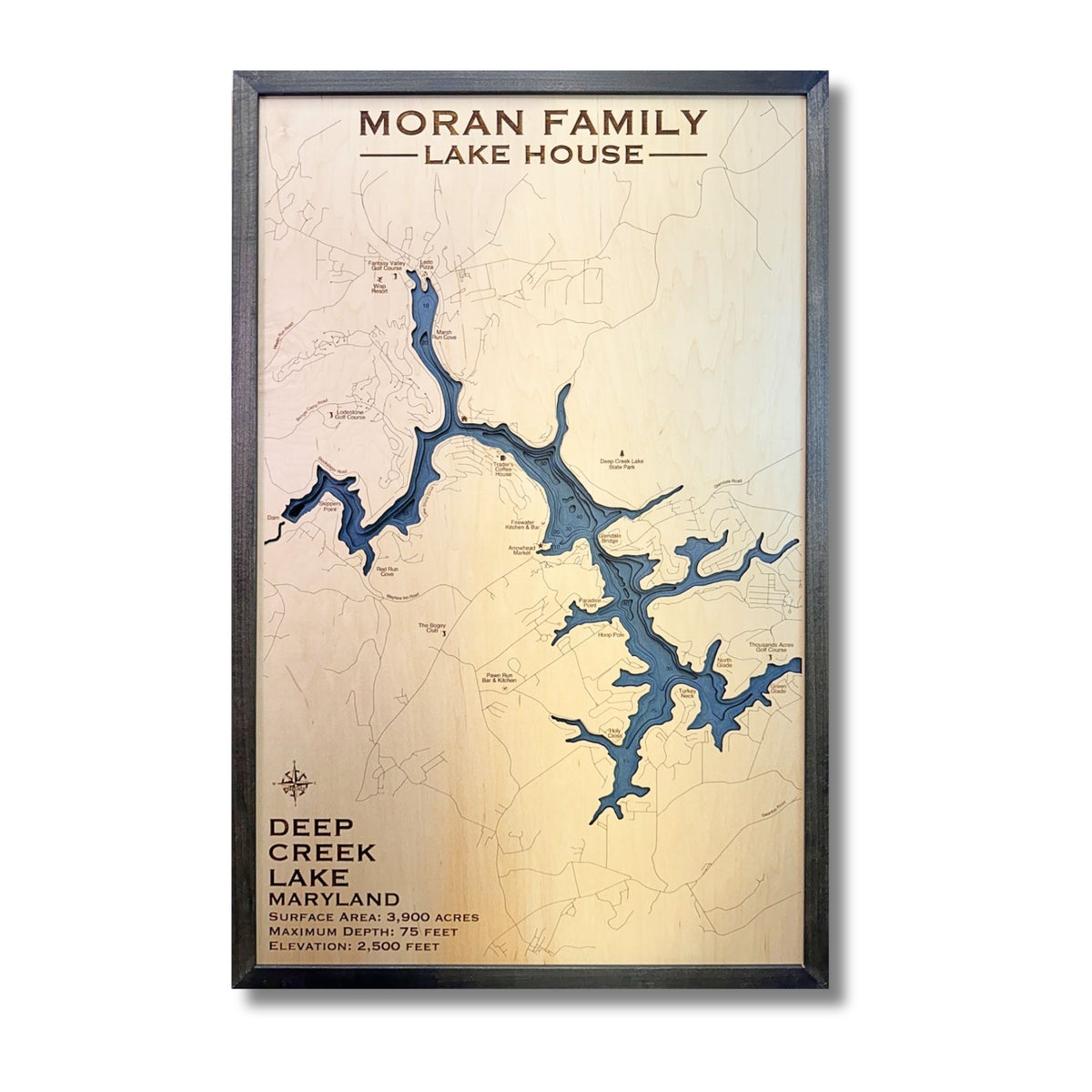 Multilayer water map of Deep Creek Lake.