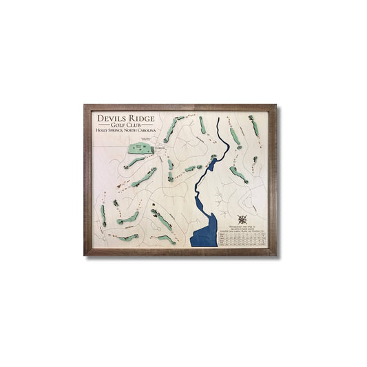 3D Wooden Devils Ridge Golf Club map on a white background. 