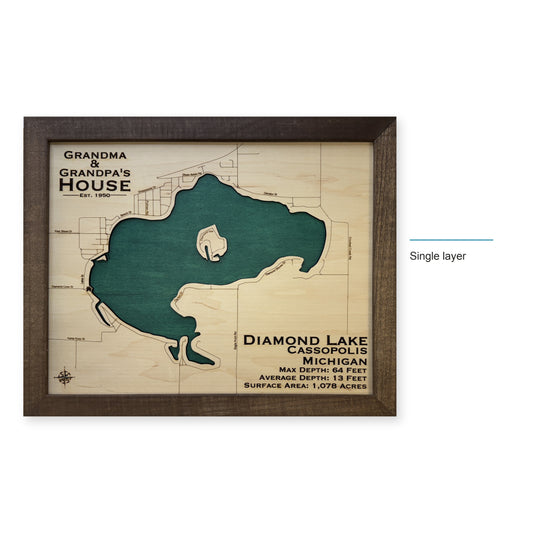 Diamond Lake Cassopolis wood map — single layer, layer option shown