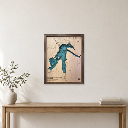 Dillon Megan Bruce wood map — multilayer, staged room mockup