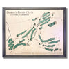 Framed 3D wooden map of Dorset Field Club with a black frame. 