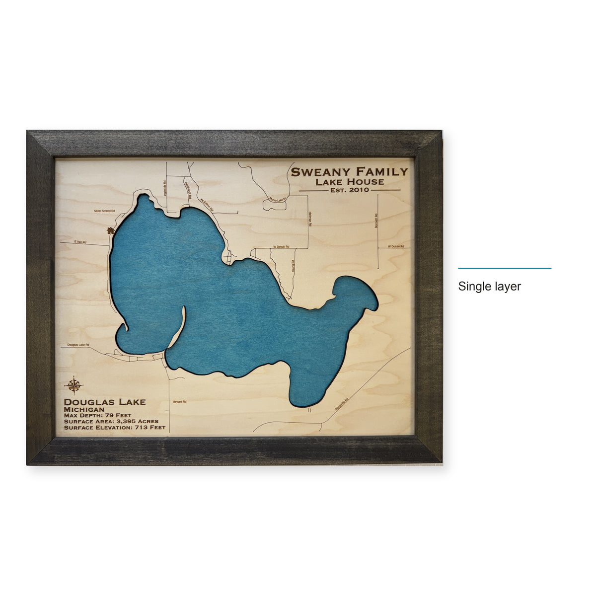 Douglas Lake Sweany wood map — single layer, layer option shown