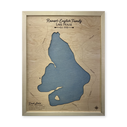 Duck Reinert English wood map — single layer, white background