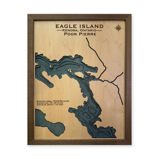 Eagle Island Kaup wood map — multilayer, white background