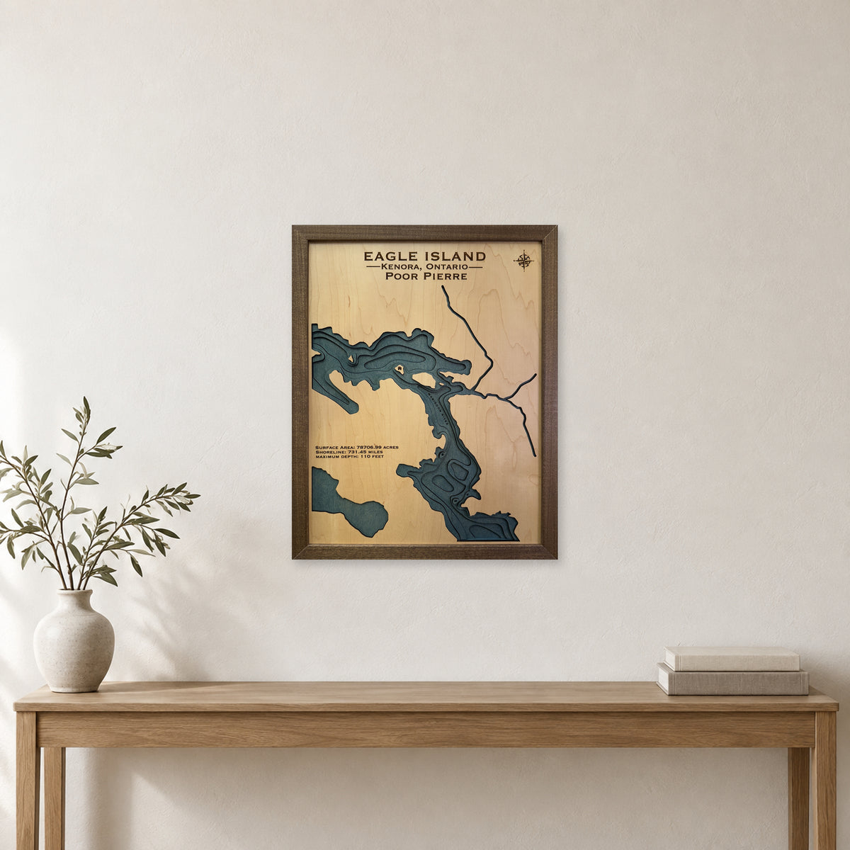 Eagle Island Kaup wood map — multilayer, staged room mockup