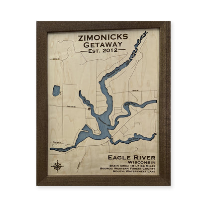Eagle River Zimonick wood map — single layer, white background