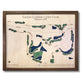 Wooden 3D golf map of Eagles Landing Golf Club in Oregon, OH with a walnut brown frame.
