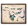 Wooden 3D golf map of Eagles Landing Golf Club in Oregon, OH with a walnut brown frame.