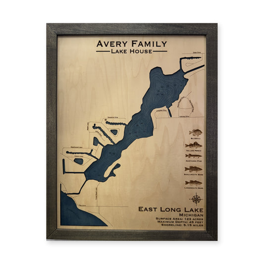 East Long Avery wood map — single layer with engraved contours, white background