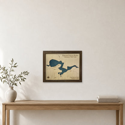 Effley Falls Pond wood map — single layer, staged room mockup