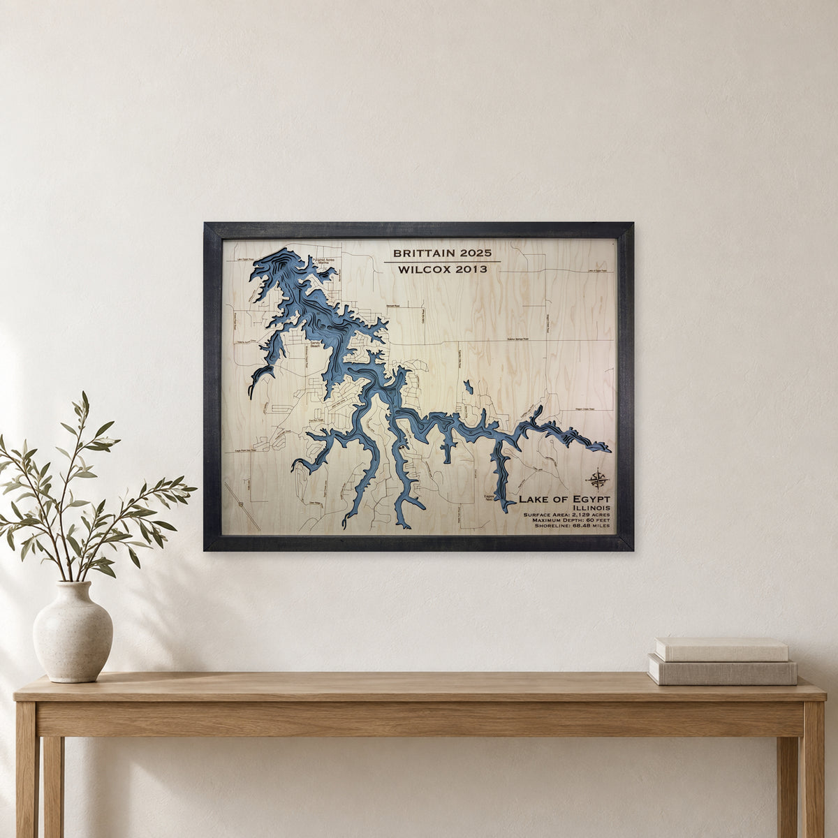 Egypt Brittain wood map — multilayer, staged room mockup