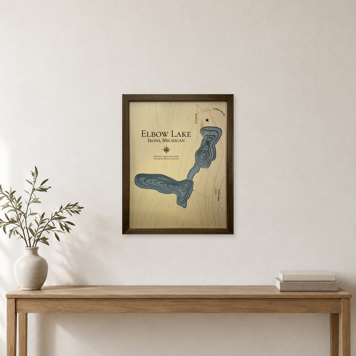 Elbow Shanley wood map — multilayer, staged room mockup