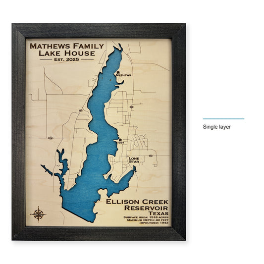 Ellison Creek Reservoir wood map — single layer, layer option shown