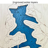Close up image of engraved water layers. 