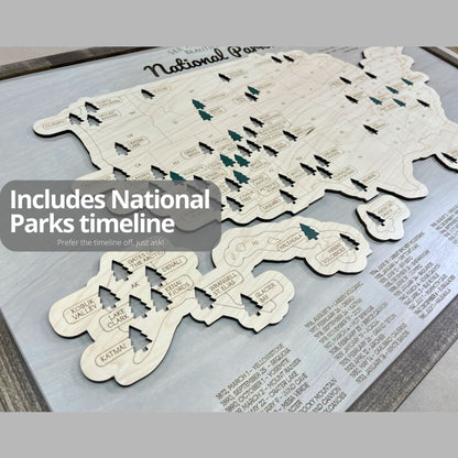 A close up of the engraved national parks history timeline. 