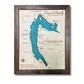 Engraved water layer map of Pymatuning lake. 