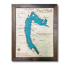 Engraved water layer map of Pymatuning lake. 