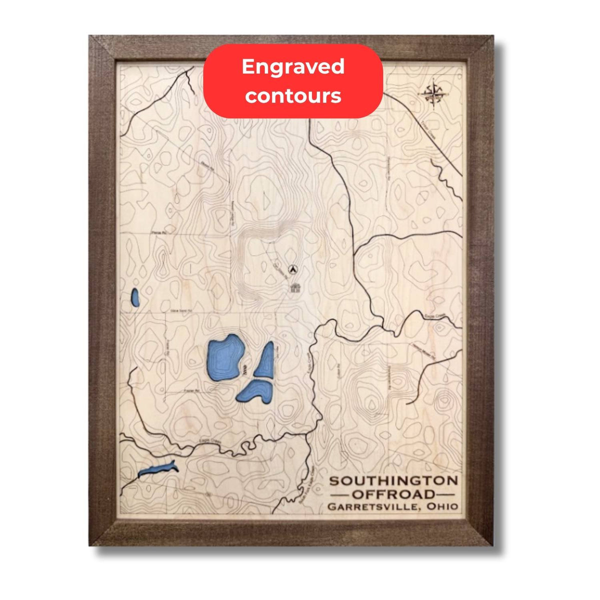 Small topographic map with engraved layers.