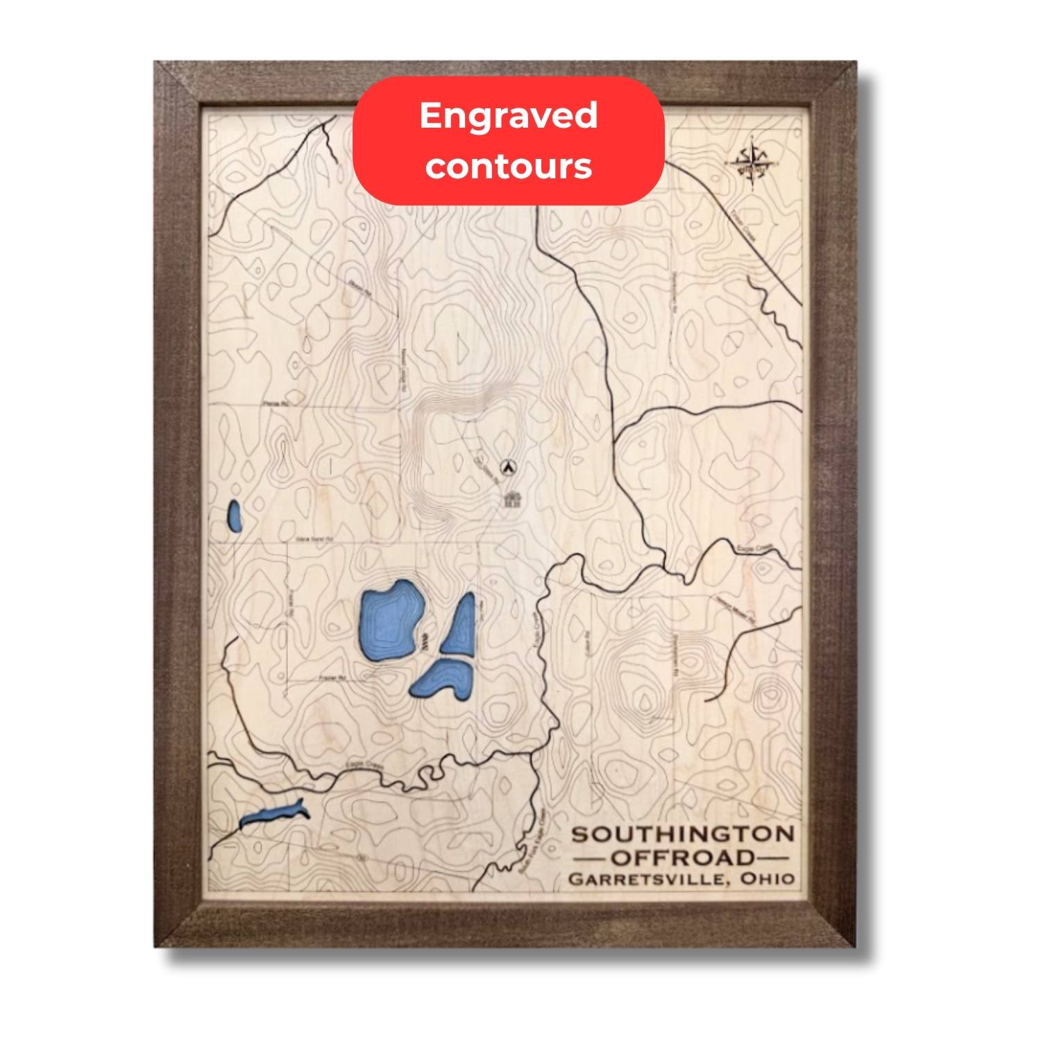 Small topographic map with engraved layers.