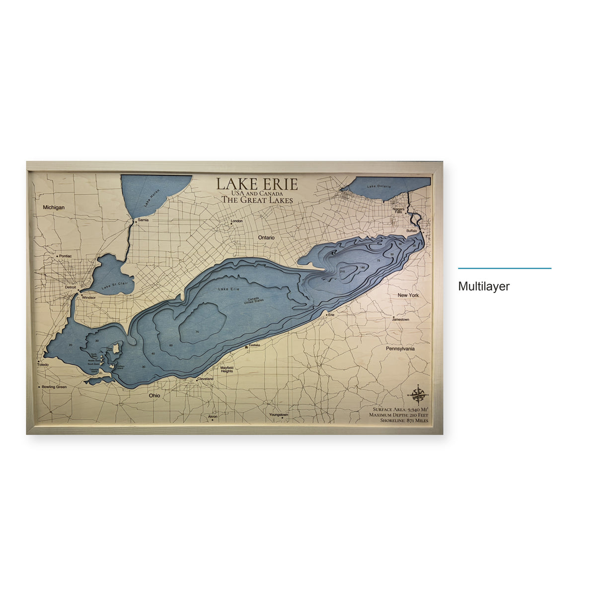 Lake Erie Wood Map — multilayer example, layer option shown