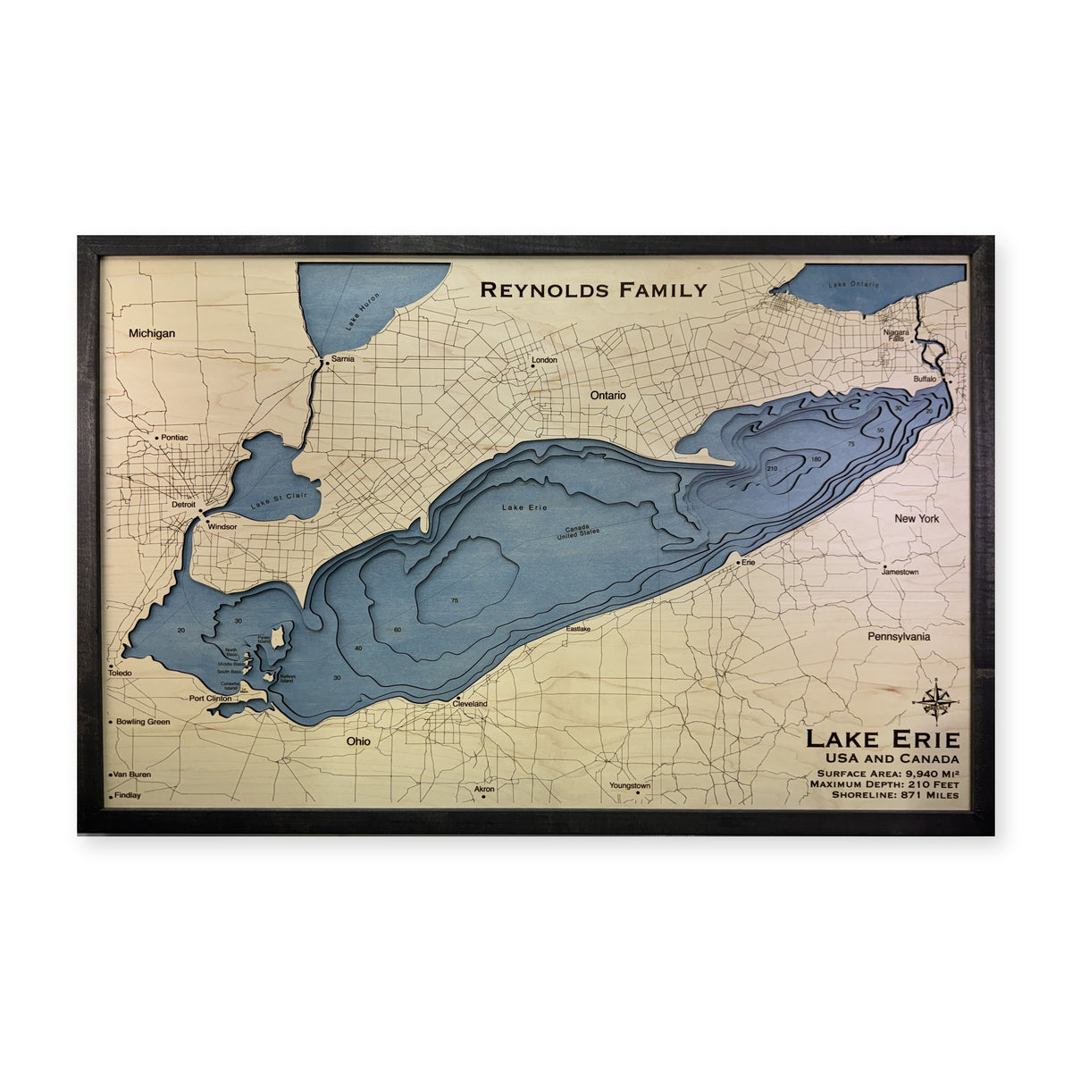Erie Reynolds wood map — multilayer, white background