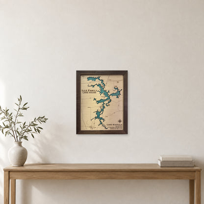 Eufaula Ille wood map — single layer, staged room mockup