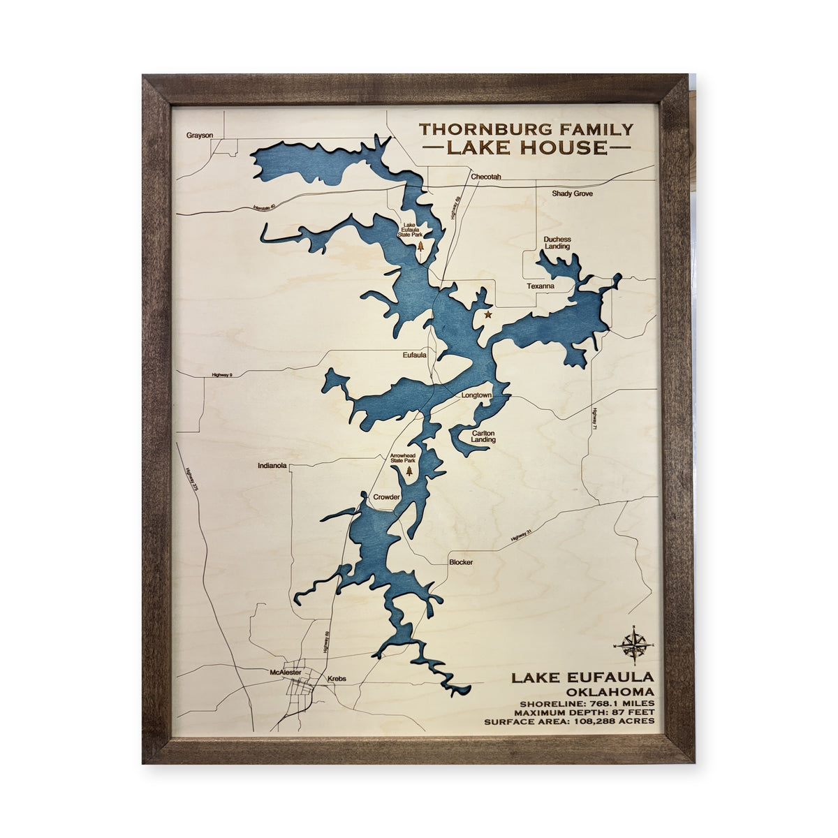 Eufaula Thornburg wood map — single layer, white background