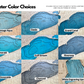 Examples of the nine water stain color options we offer for our wooden lake, river, bay, coastline, and island maps. 