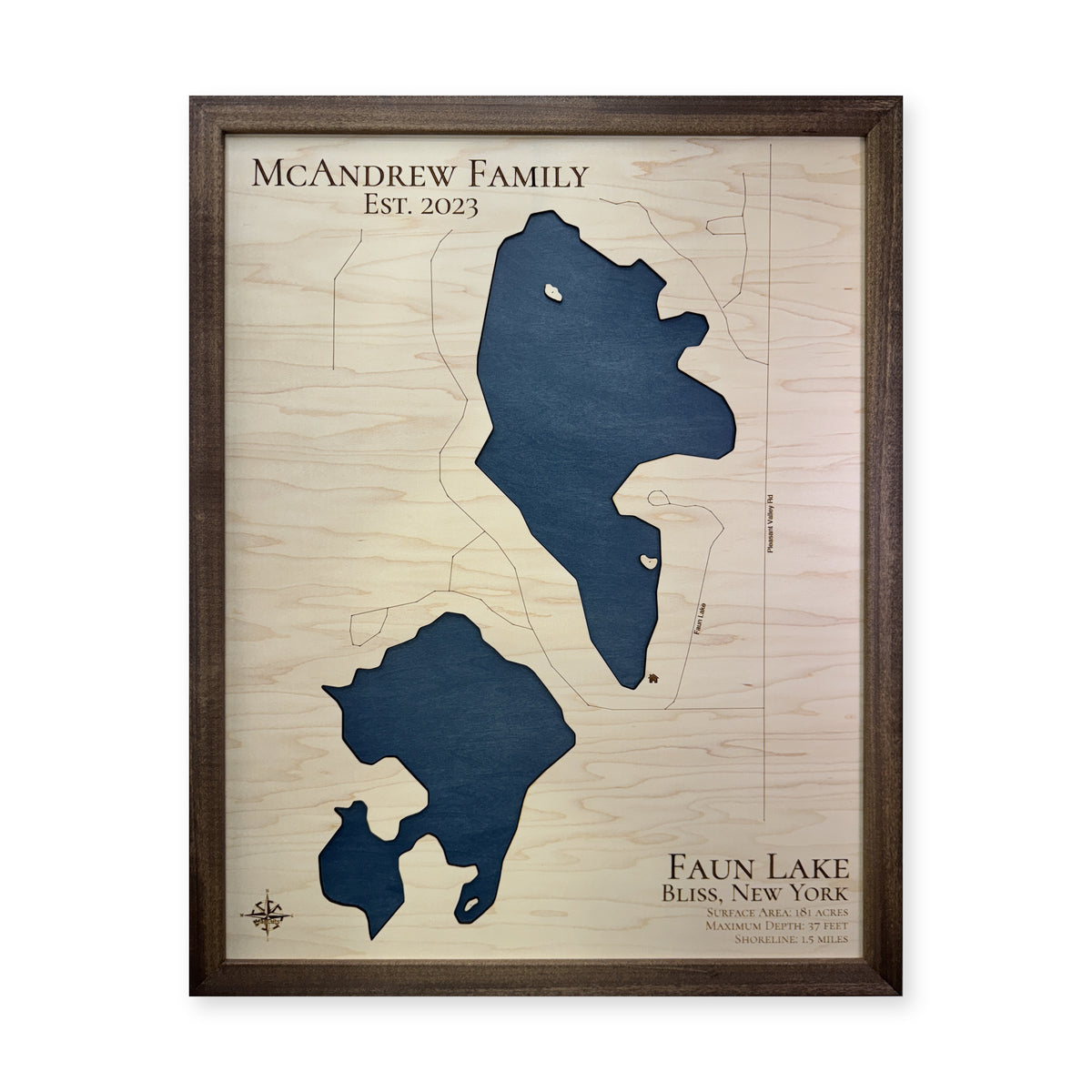 Faun Lake Mcandrew wood map — single layer, white background
