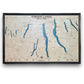 Multi water layer map of the Finger Lakes with blue water stain and a dark frame. 