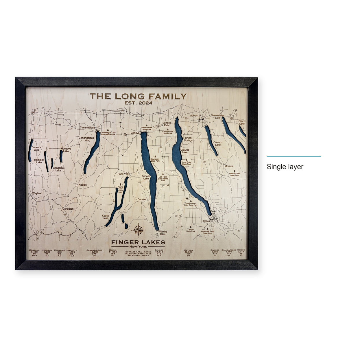 Finger Lakes Long wood map — single layer, layer option shown
