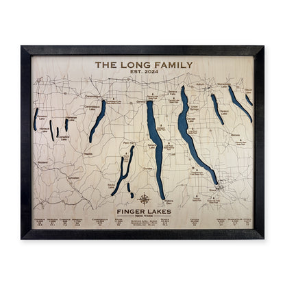 Finger Lakes Long wood map — single layer, white background