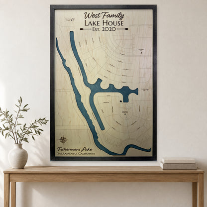 Fishermans West wood map — single layer, staged room mockup