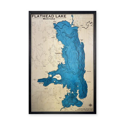 Flathead Charcoal Large wood map — multilayer, white background