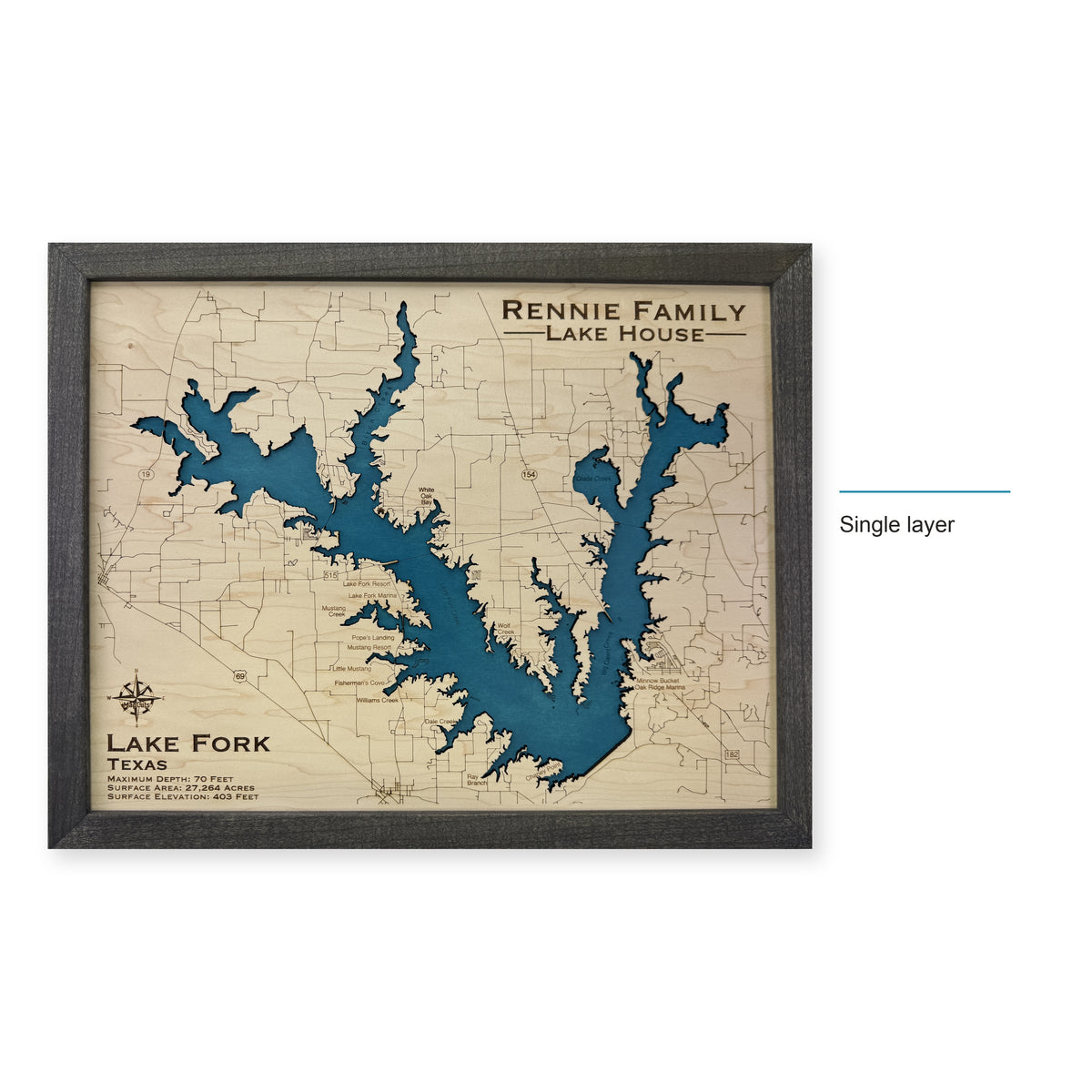 Fork Rennie wood map — single layer, layer option shown