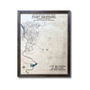 Smaller framed custom map of Fort Benning on a white background. 