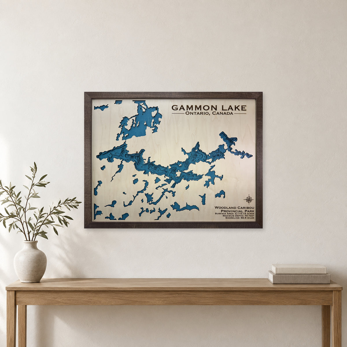 Gammon wood map — multilayer, staged room mockup
