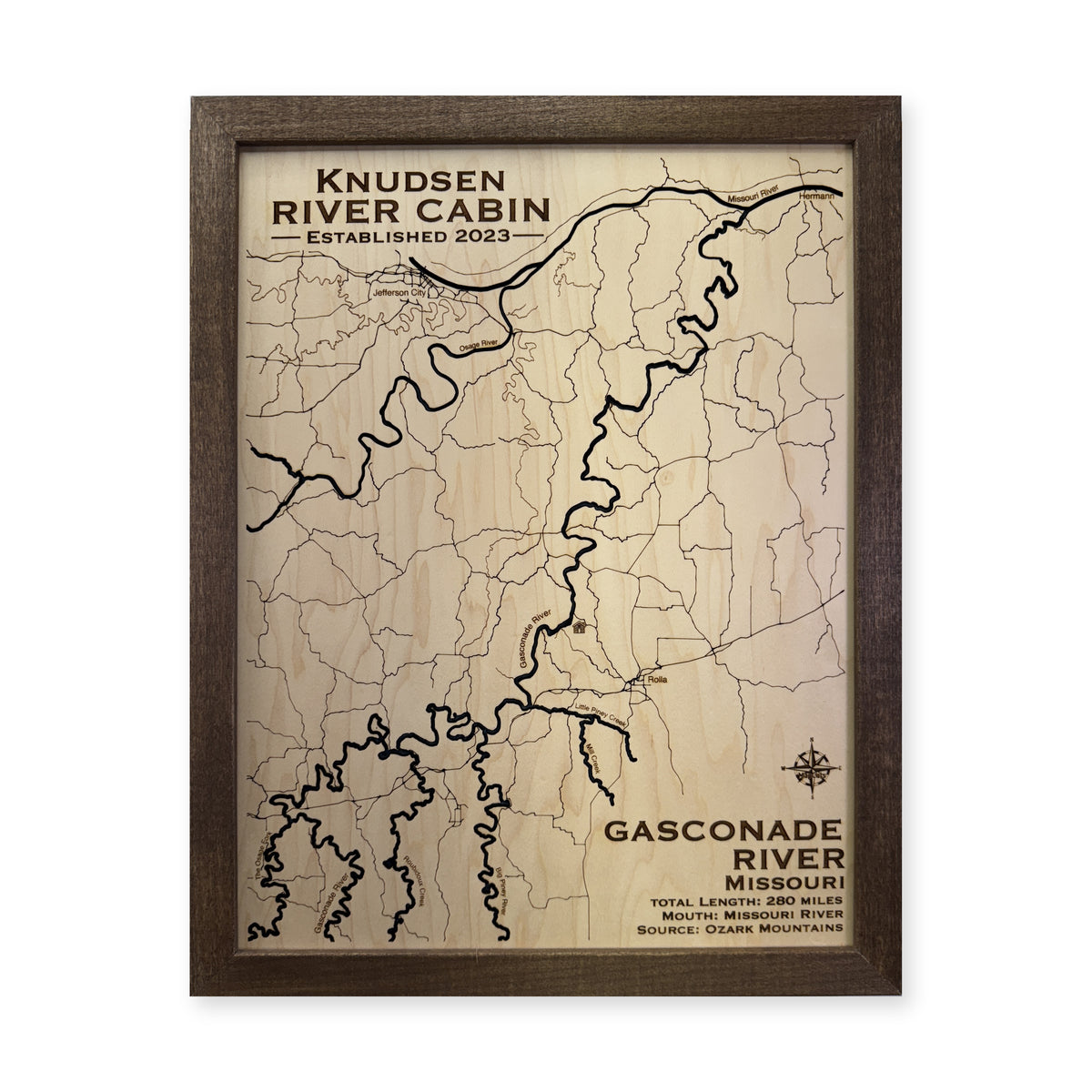 Gasconade River wood map — single layer, white background