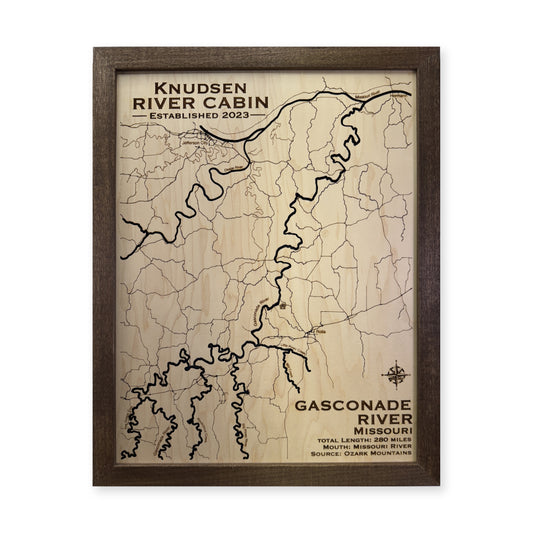 Gasconade River wood map — single layer, white background