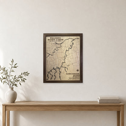 Gasconade River wood map — single layer, staged room mockup