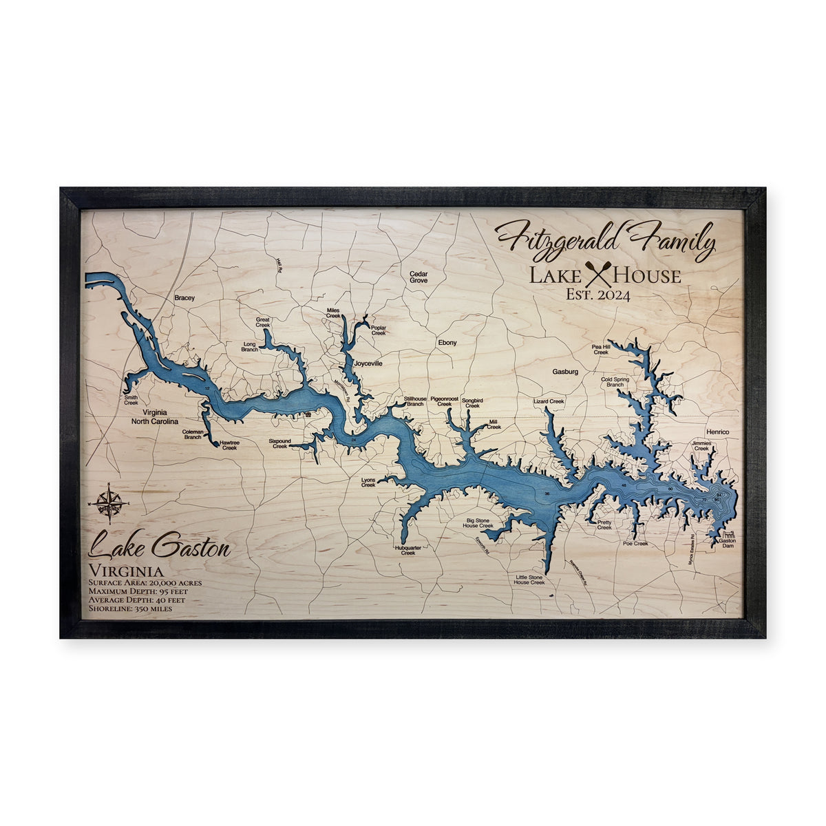 Gaston Fitzgerald wood map — single layer with engraved contours, white background